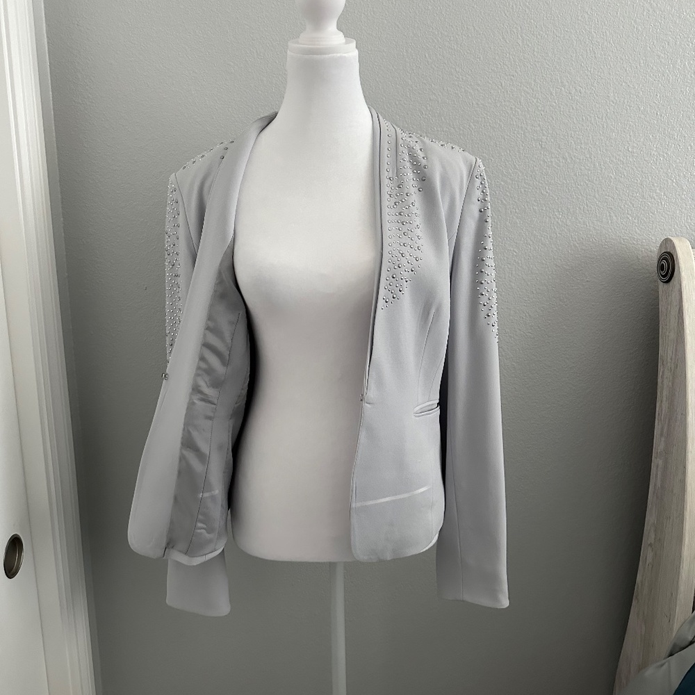 Suite Jacket Cache Gray Rhinstone Size 8 - image 3